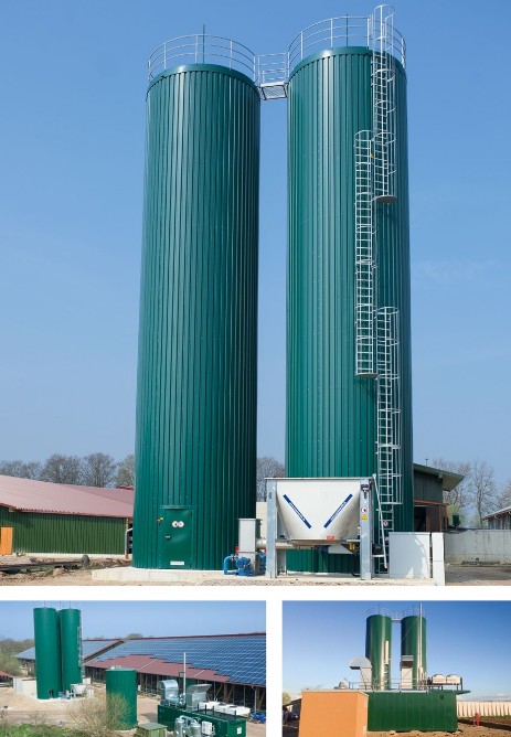 Fermenter Anlage mit Außenleiter und Brücke