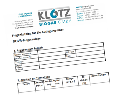 Fragebogen für die Auslegung einer NOVA-Biogasanlage